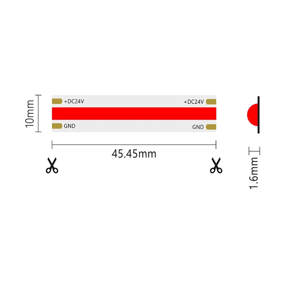 Alcapower Panneau Led<Bande LED COB monochrome 15W/MT 24V Bobine 5m Rouge