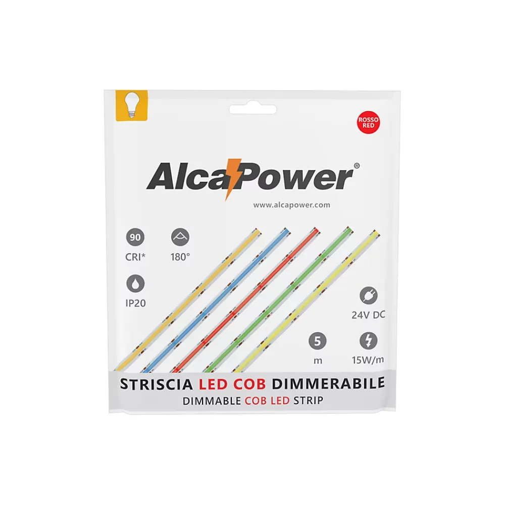 Alcapower Panneau Led<Bande LED COB monochrome 15W/MT 24V Bobine 5m Rouge