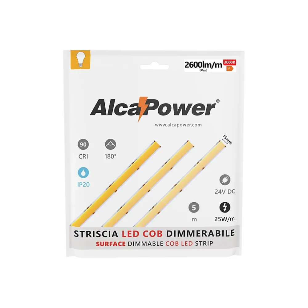 Alcapower Panneau Led<Bande LED COB SURFACE IP20 monochrome 5m 25W/MT 24V 6000K