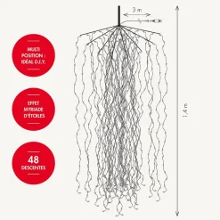 3M France Guirlande Lumineuse Extérieure<Cascade MicroLED Voie lactée Ivoire - 48 descentes - 720 microLED - Chromex