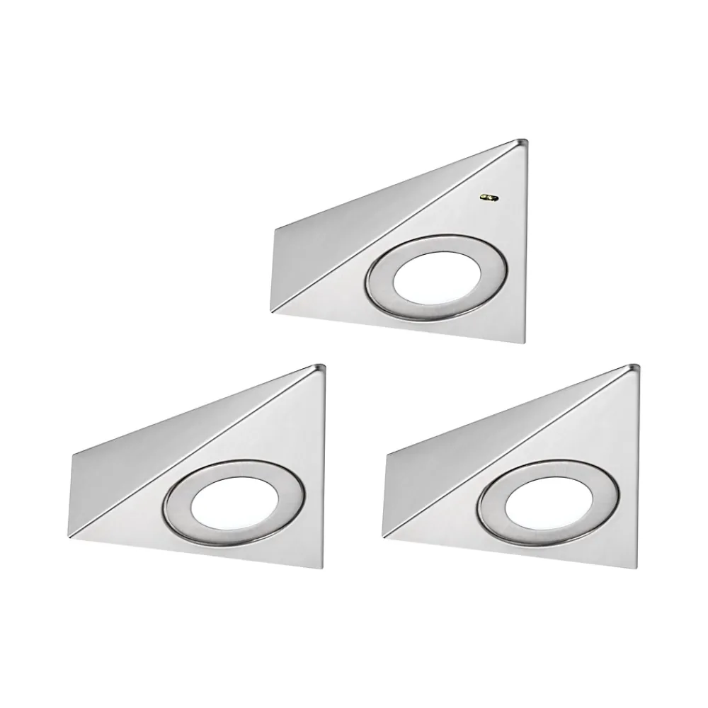 Clearance Paulmann Éclairage sous-meubles LED Trias Détecteur de proximité Kit de 3 3x2,7W 135x132mm 3x185lm 230/12V Acier brossé