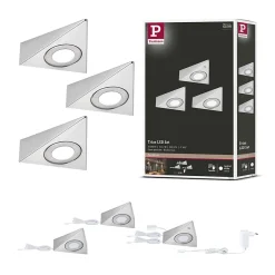 Clearance Paulmann Éclairage sous-meubles LED Trias Détecteur de proximité Kit de 3 3x2,7W 135x132mm 3x185lm 230/12V Acier brossé