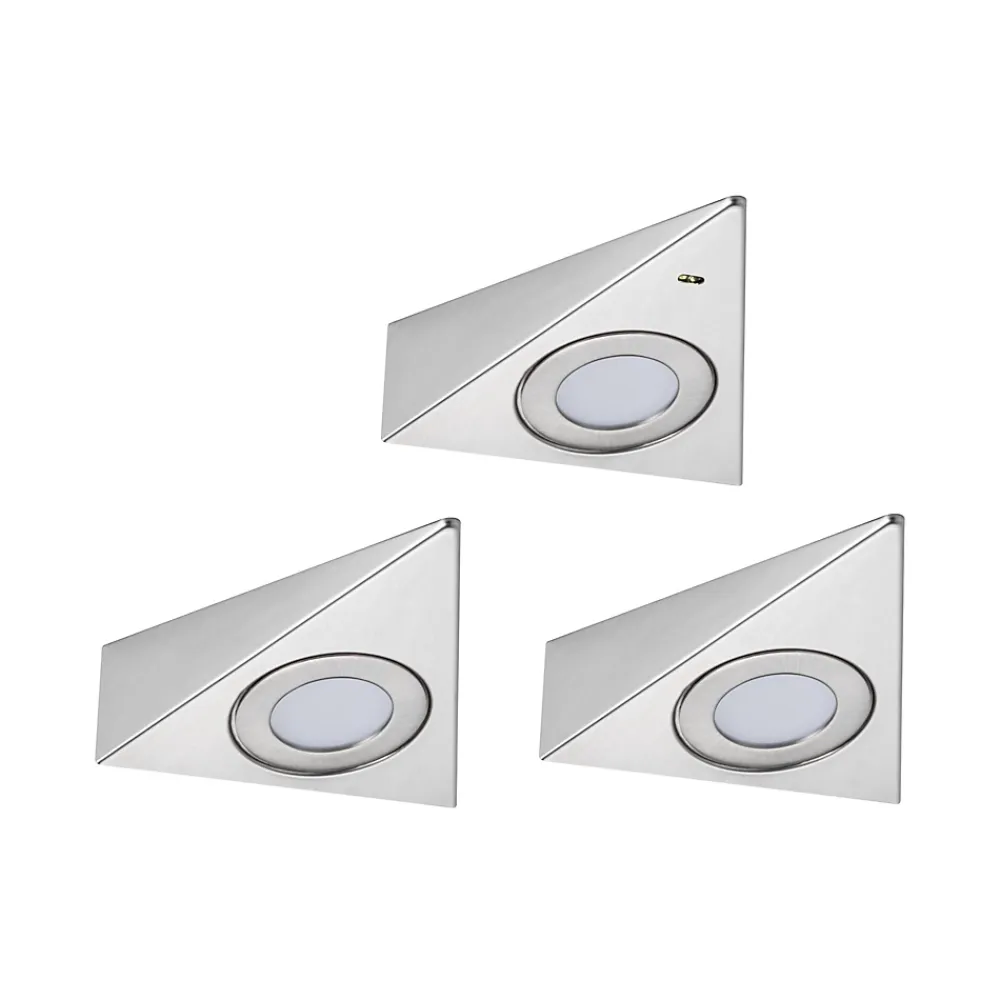 Clearance Paulmann Éclairage sous-meubles LED Trias Détecteur de proximité Kit de 3 3x2,7W 135x132mm 3x185lm 230/12V Acier brossé