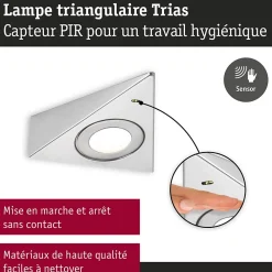Clearance Paulmann Éclairage sous-meubles LED Trias Détecteur de proximité Kit de 3 3x2,7W 135x132mm 3x185lm 230/12V Acier brossé