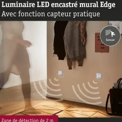Best Paulmann Encastré mural LED Edge Quadro carré 80x80mm 1,2W 25lm 230V 2700K Blanc dépoli
