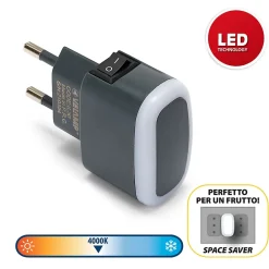 Velamp Veilleuse Sur Prise<FROOT: veilleuse LED avec interrupteur ON/OFF. Anthracite