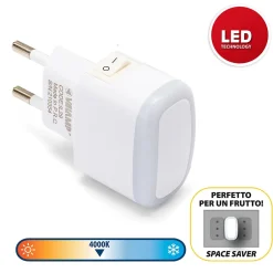 Velamp Veilleuse Sur Prise<FROOT: veilleuse LED avec interrupteur ON/OFF. Blanc