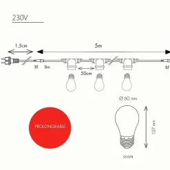 3M France Guirlande guinguette Festival E27 - 5m prolongeable - Chromex