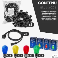 Clearance Skylantern Guirlande Guinguette 30M Filament Multicolore LED 90 Bulbes