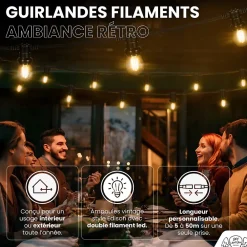 Clearance Skylantern Guirlande Guinguette 30M Filament LED 90 Bulbes