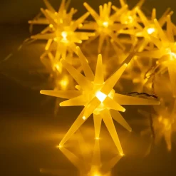 Outlet Näve Guirlande lumineuse à 10 LED 'ETOILES 3D' - Décoration de Noël en plastique blanc, avec LED fixes