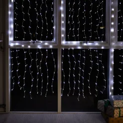 Rideau Lumineux<Guirlande lumineuse rideaux 380 LED IP44 6W blanc chaud L.6m câble argent