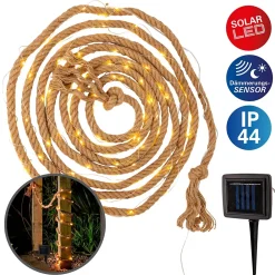 Hot Näve Guirlande solaire Canamo corde chanvre naturelle 8m + 2m câble blanc chaud extérieur