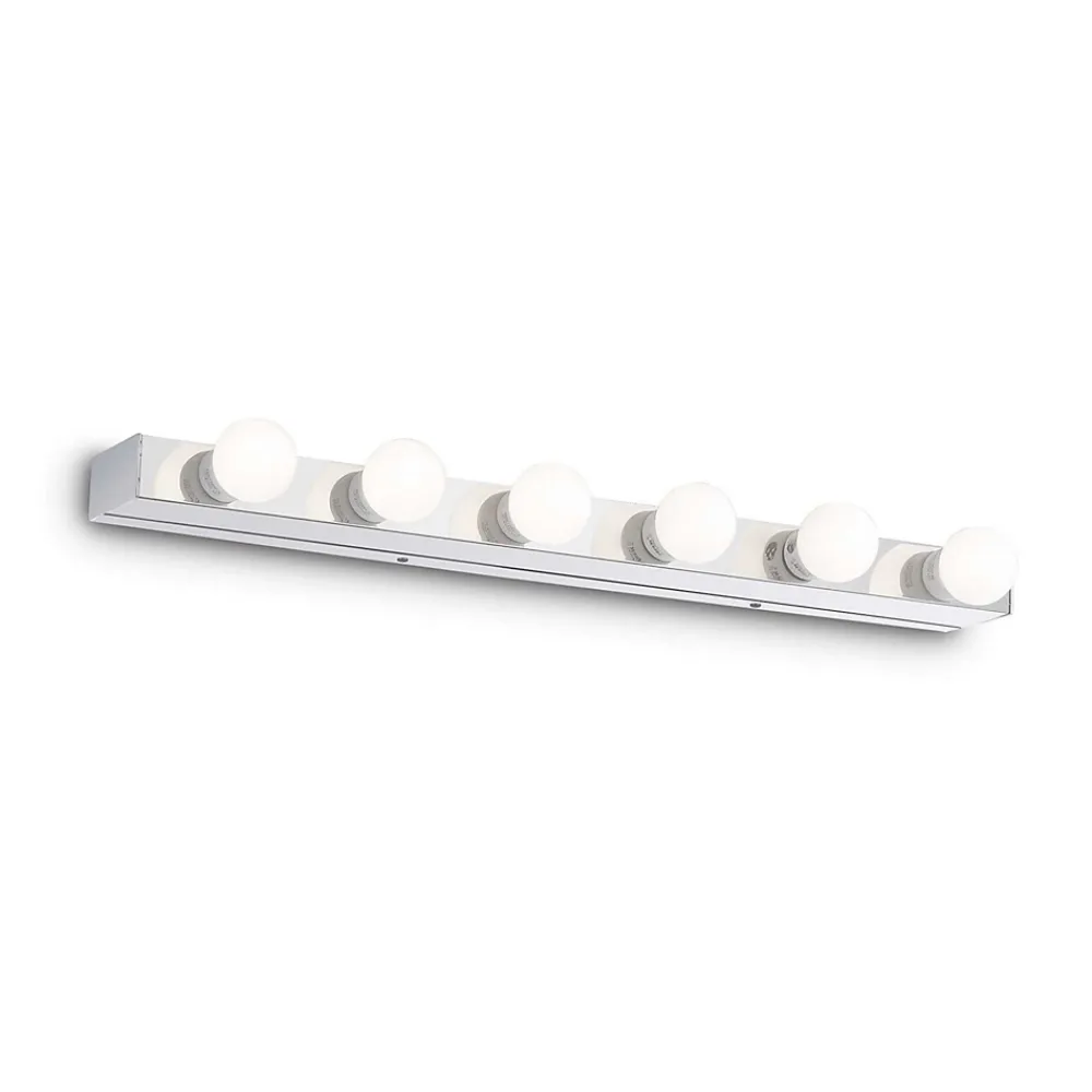 Clearance Ideal Lux Prive' - Applique murale intérieure à 6 ampoules au-dessus de miroir, chrome, E14