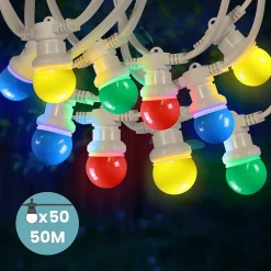 Best Skylantern Kit Guirlande Guinguette 50m IP 65 Multicolore Cable Blanc