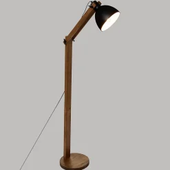 Best Atmosphera Créateur D'Intérieur Lampadaire arc Cuba noir - métal & bois H158 cm - Atmosphera