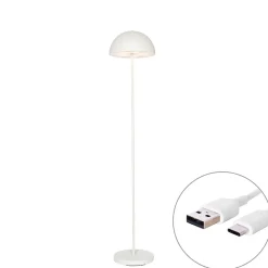 Best Qazqa Lampadaire d'extérieur blanc rechargeable à intensité variable 3 niveaux - Keira