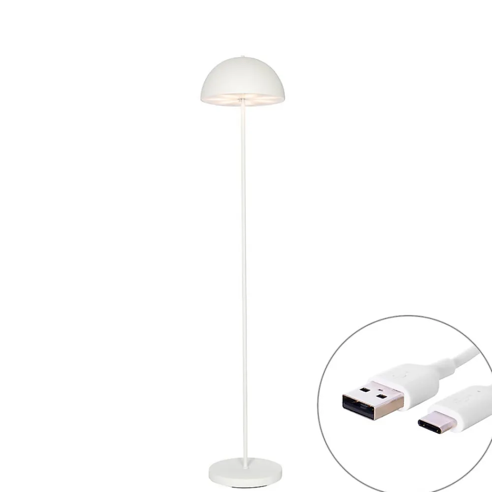 Best Qazqa Lampadaire d'extérieur blanc rechargeable à intensité variable 3 niveaux - Keira