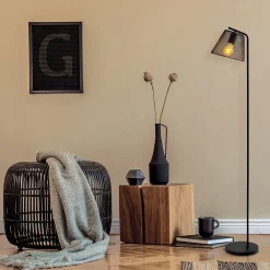 Sale Näve Lampadaire 'KORIE', lampadaire en métal noir, avec douille E27, hauteur 140 cm, pour le salon et le bureau
