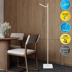 Sale Näve Lampadaire LED LUPA rechargeable 135cm aluminium blanc LEDs fixes 2400lm dimmable CCT RGB 3000 a 6500K moderne