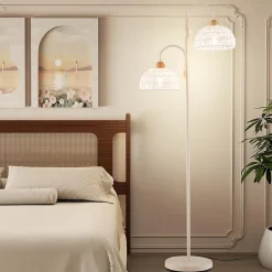 Best Giantex Lampadaire sur Pied Salon 155cm,Abat-Jour Tissés en Corde,en Métal avec Interrupteur au Pied,pour Chambre,Bureau,Blanc(Classe B)