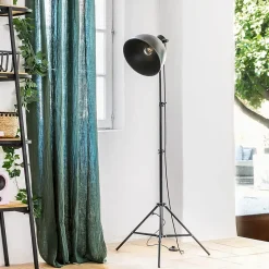 Atmosphera Créateur D'Intérieur Lampadaire trépied Basalt noir - métal H175 cm - Atmosphera