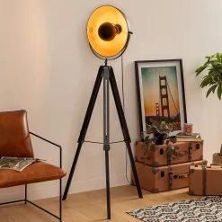 Atmosphera Créateur D'Intérieur Lampadaire Intérieur<Lampadaire trépied Lahti noir & doré - métal H162 cm - Atmosphera
