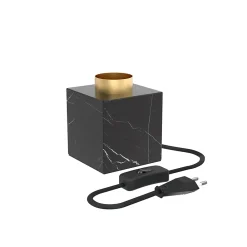 Best CALEX Lampe à poser carré métal effet marbré noir E27 l.9 x H.9cm