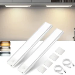 Hot Nettlife Lampe 2 x LED sous meuble avec détecteur de mouvement, rechargeable par USB, 1 500 mAh,un couloir ou un placard