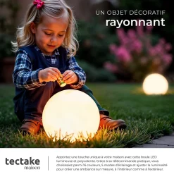 Tectake Panneau Led<Lampe boule avec éclairage LED 12 W avec télécommande et ampoule
