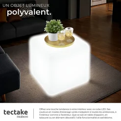 Tectake Panneau Led<Lampe cube avec éclairage LED 12 W avec télécommande et ampoule