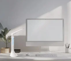 Clearance EGLO Lampe de bureau à LED tactile et flexible - blanche H.42 cm - 3.2W, Coluccia