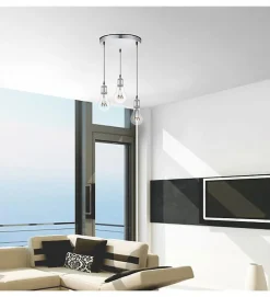 Autres Plafonnier<Lampe de plafond suspension design en métal satin mat E27 3 spots compatible LED
