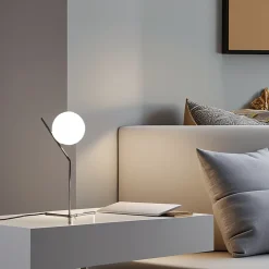 Alpinaluz Lampe De Bureau<Lampe de Table Boule en Verre et Aluminium Argenté Éclairage Nocturne pour Chambres et Salons E27 18cm ALESSIA