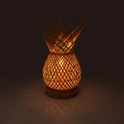 Alpinaluz Lampe De Bureau<Lampe de table en osier avec base en bois ARANA E27