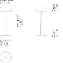Clearance Zafferano Lampe de table LED Wi-Fi connectée Sister Light dorée rechargeable dimmable 2200-2700-3000-4000K 3,2W h33cm