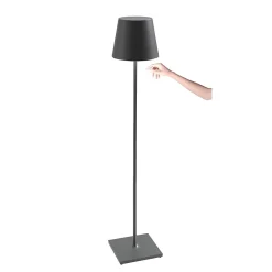Zafferano Lampadaire Intérieur<Lampe LED Poldina Pro XXL Gris Foncé rechargeable et dimmable 150cm avec batterie jusqu'à 12 heures