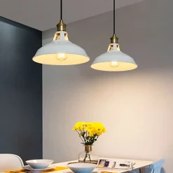 Alpinaluz Suspension Et Lustre<Lampe Suspendue Rétro Industrielle Vintage en Métal Blanc E27, Idéale pour Salle à Manger, Restaurant et Salon