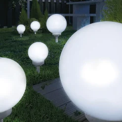 Discount Juanio Lot 2 Boule lumineuse solaire pour jardin, lampe LED de jardin borne solaire éclairage solaire d'extérieur - Diamètre 15 x H 52 cm
