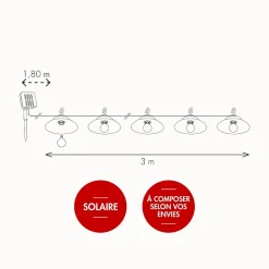 3M France Lampe Extérieure<Lot de 8 abats jours Trinidad pour guirlande solaire - Chromex