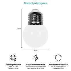 Skylantern Guirlande Lumineuse Extérieure<Lot de 10 Ampoules Guirlande Guinguette Led E27 Blanc Chaud - 1.5W