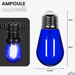 Skylantern Guirlande Lumineuse Extérieure<Lot de 10 Ampoules Guirlande Guinguette Led E27 bleu - 2W