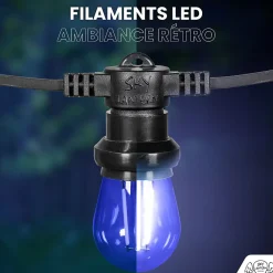 Skylantern Guirlande Lumineuse Extérieure<Lot de 10 Ampoules Guirlande Guinguette Led E27 bleu - 2W