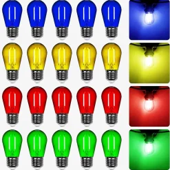 Skylantern Guirlande Lumineuse Extérieure<Lot de 20 Ampoules Guirlande Guinguette filament multicolore Led E27 Multicolores - 2W