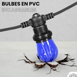 Skylantern Guirlande Lumineuse Extérieure<Lot de 20 Ampoules Guirlande Guinguette filament multicolore Led E27 Multicolores - 2W