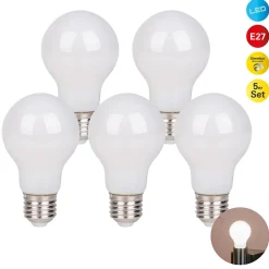 Best Näve Lot de 5 ampoules LED avec douille E14, forme poire 8 watts, en métal et verre, laiteux