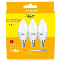 Outlet EDM Lot de 3 Ampoules LED E14 5W F