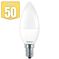 Best Braytron Lot de 50 ampoules LED flamme 5W (Eq. 35W) E14 4000K
