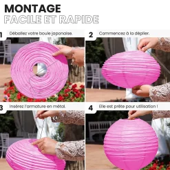 Clearance Skylantern Lot de 12 Boules Japonaises Fuchsia 20 cm
