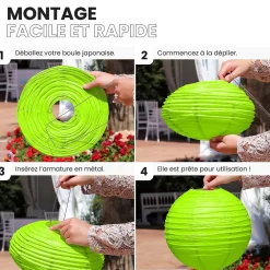 Skylantern Lot de 12 Boules Japonaises Vert Anis 20 cm